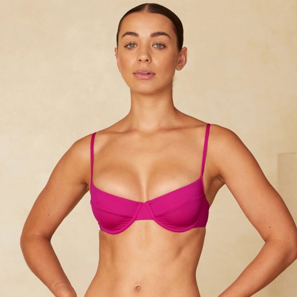 Monday Swimwear Hot Pink Shimmer Maui Top